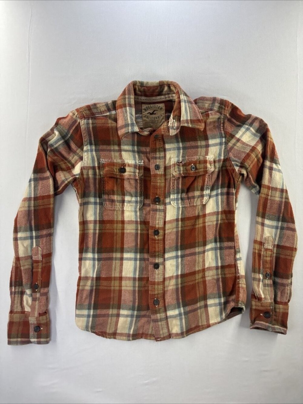 Hollister Men's Plaid Flannel Button-Up Shirt Jacket Beach Grunge Long-Sleeve S